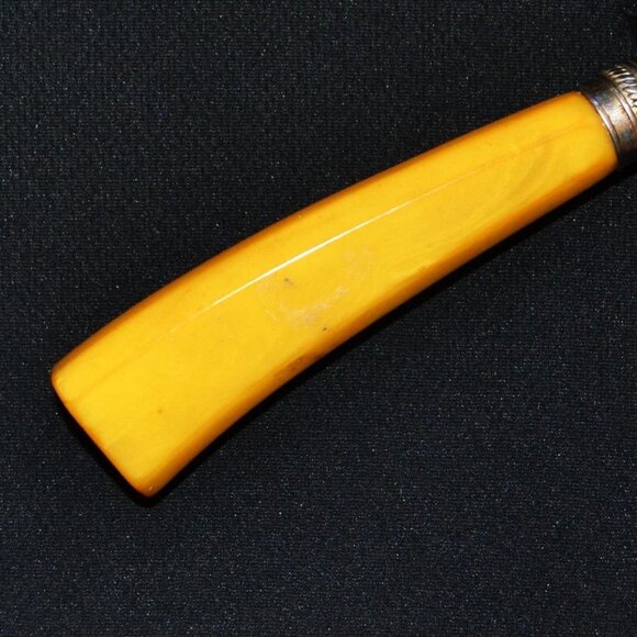 Vintage Knife Sharpener With Yellow Bakelite Handle Kitchen Tools Retro Decor - Picture 2 of 3